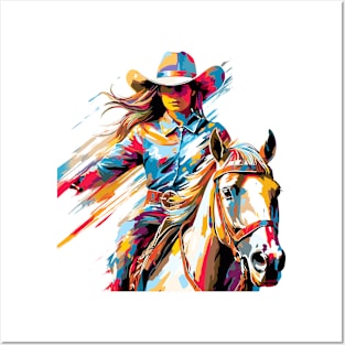 American Cowgirl Western Country Tradition Culture Abstract Posters and Art